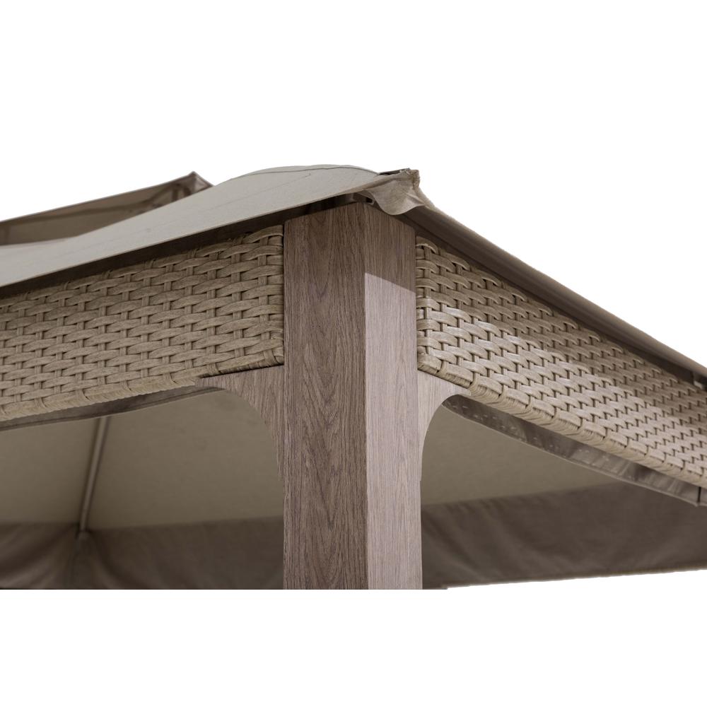 Gazebo with Sunbrella Canopy Roof, Outdoor Patio 2-Tier Soft Top Gazebo. Picture 24
