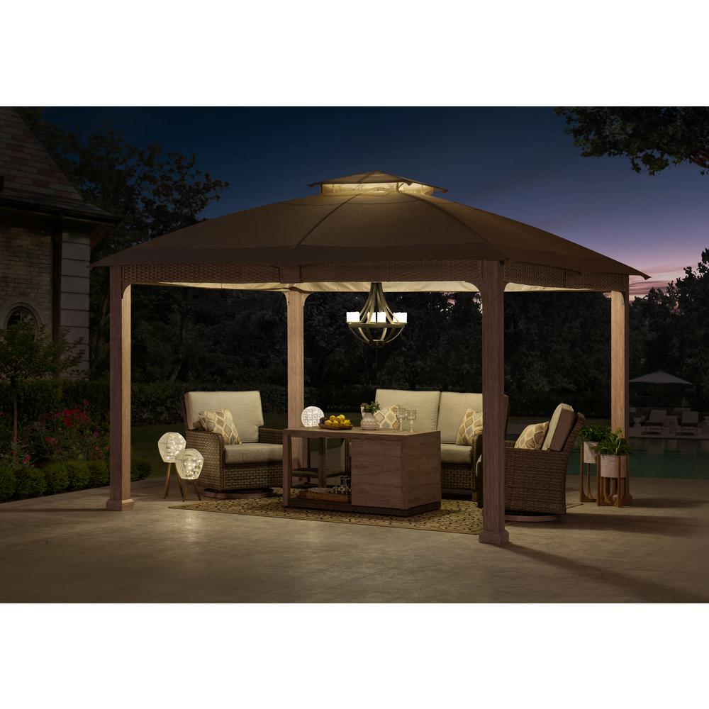 Gazebo with Sunbrella Canopy Roof, Outdoor Patio 2-Tier Soft Top Gazebo. Picture 29