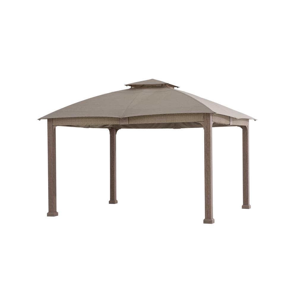 Gazebo with Sunbrella Canopy Roof, Outdoor Patio 2-Tier Soft Top Gazebo. Picture 30
