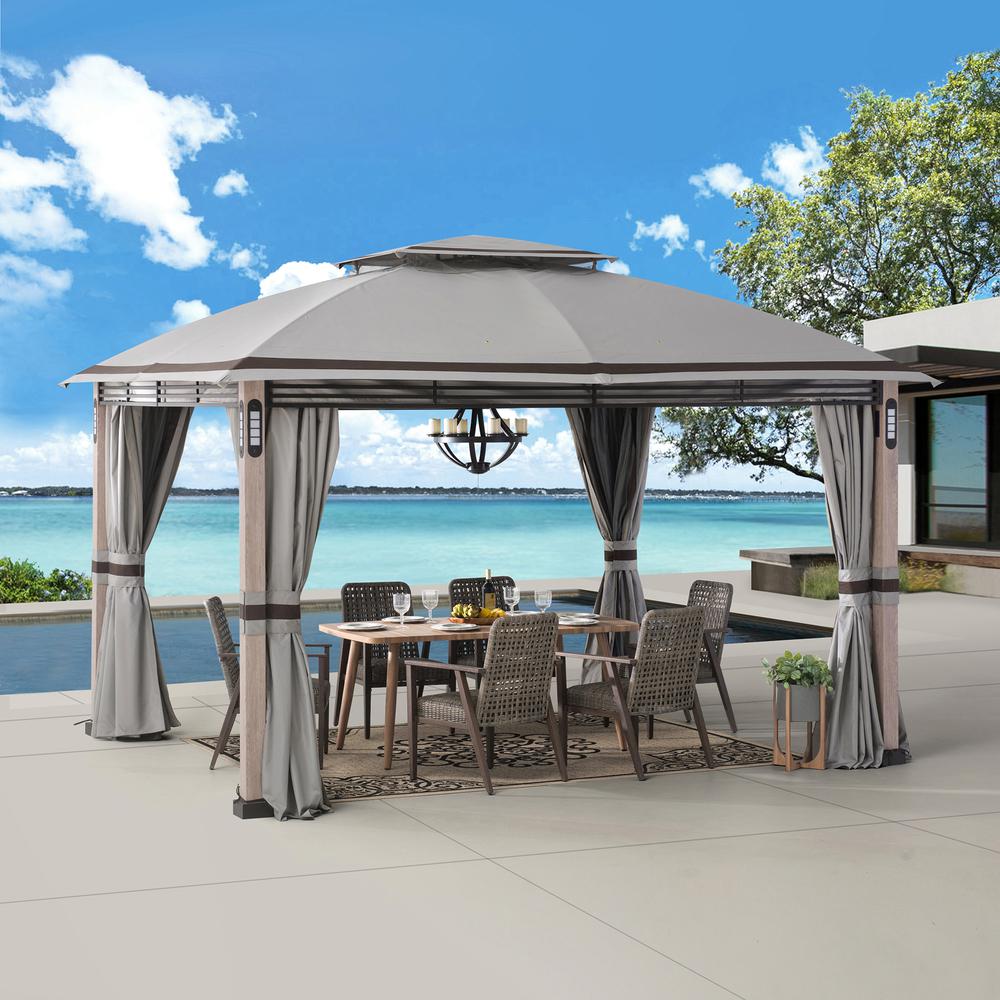 Monterey Park 2-tier Patio Gazebo with LED Lighting and Bluetooth Sound. Picture 13