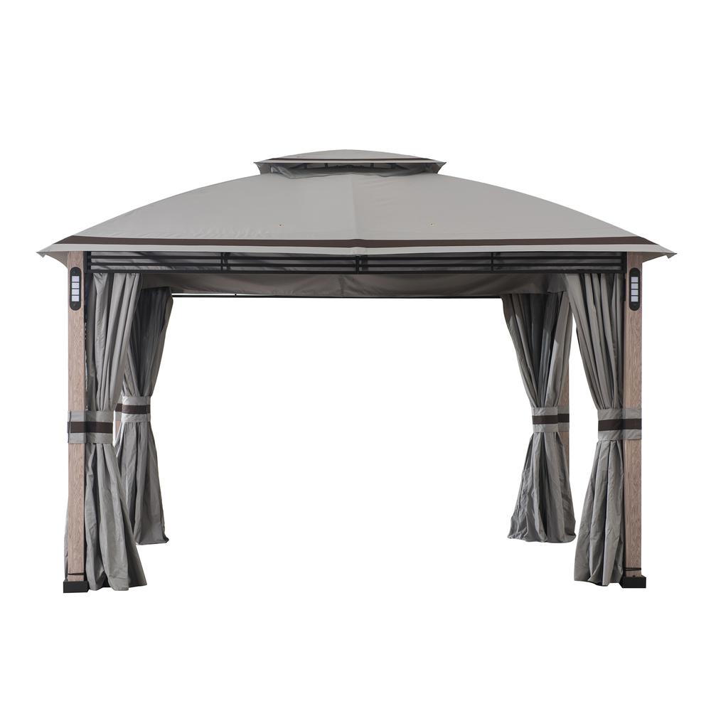 Monterey Park 2-tier Patio Gazebo with LED Lighting and Bluetooth Sound. Picture 1
