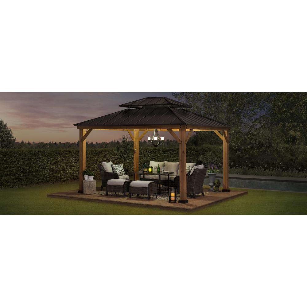 Outdoor Patio Cedar Framed Gazebo with Double Steel Hardtop Roof for Garden. Picture 13
