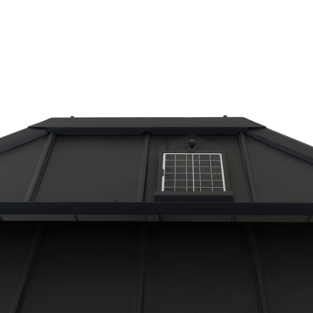 Sunjoy 10 x 12ft Patio Aluminum Frame Gazebo with Solar Panel and 2-Tier Hardtop. Picture 12