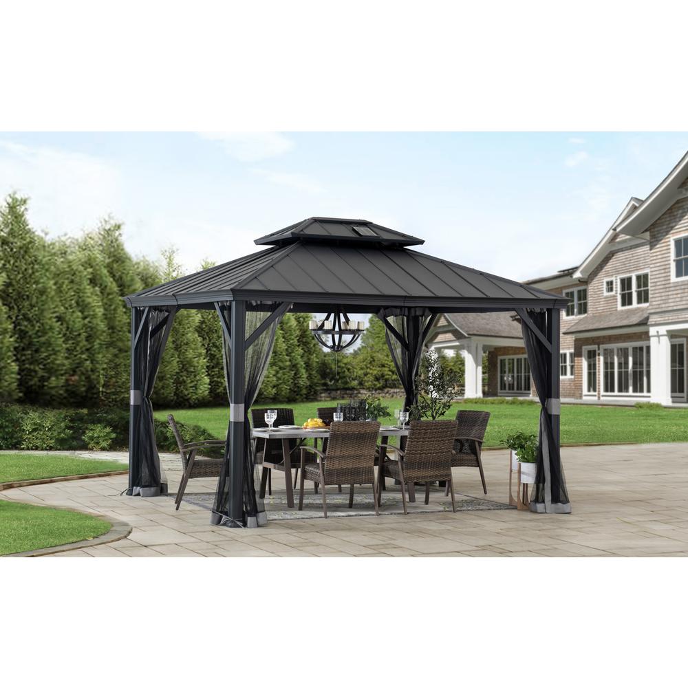 Merston 10 ft. x 12 ft. Solar Powered Hardtop Gazebo. Picture 21