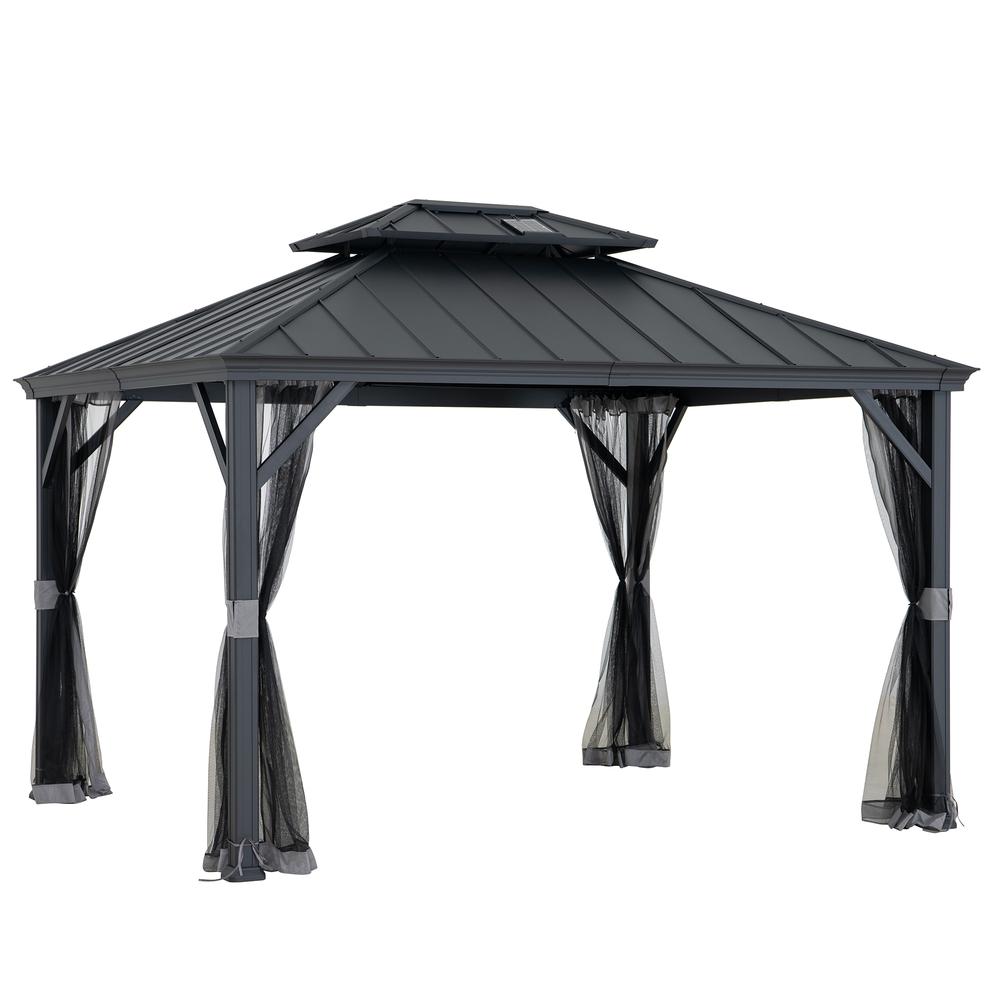 Merston 10 ft. x 12 ft. Solar Powered Hardtop Gazebo. Picture 1