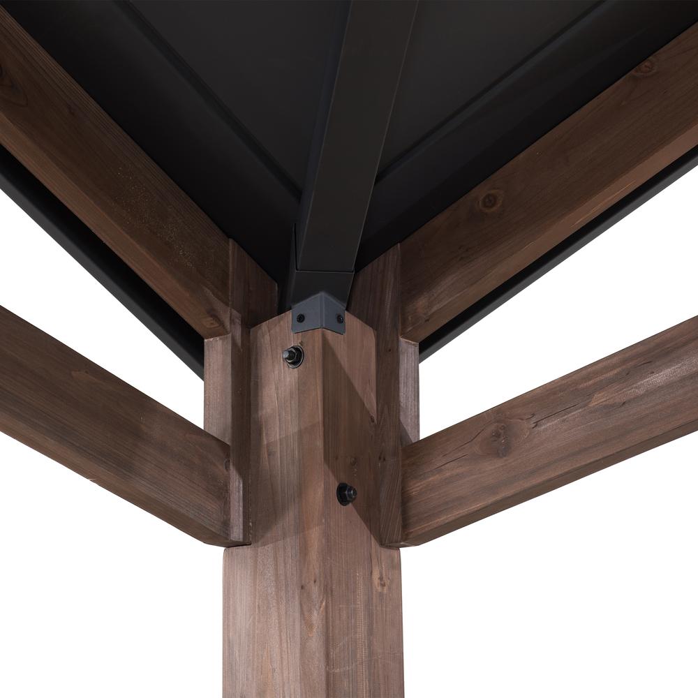 Bella Outdoor Patio Cedar Frame Gazebo with Steel 2-Tier Hardtop Roof. Picture 11