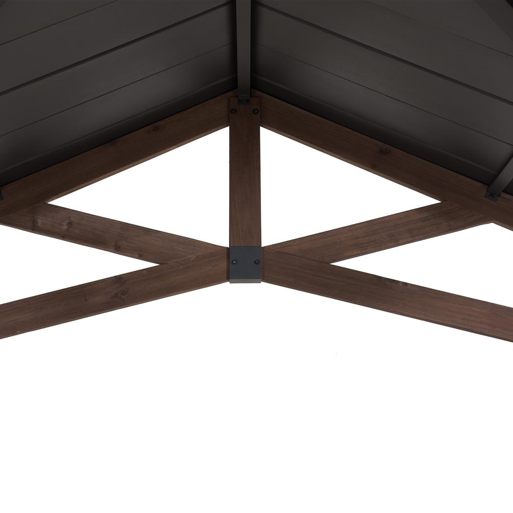 Bella Outdoor Patio Cedar Frame Gazebo with Steel 2-Tier Hardtop Roof. Picture 12