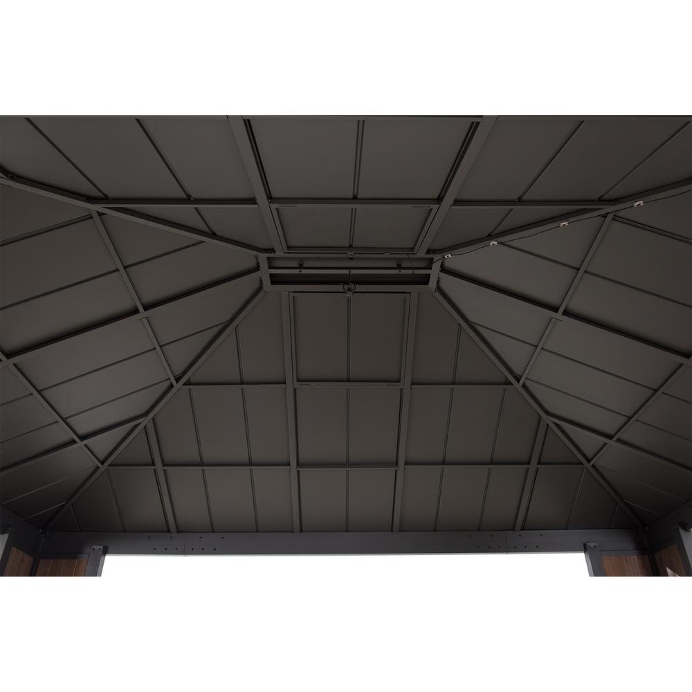 Sunjoy 12 x 14 ft Hardtop Gazebo with LED Lighting and Bluetooth Sound. Picture 4