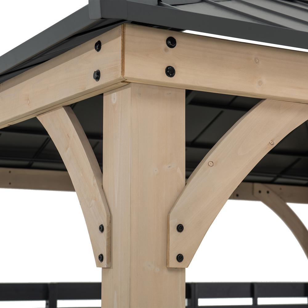 Cameron Cedar Wood Framed Hot Tub Gazebo with Steel and Polycarbonate Hardtop. Picture 5