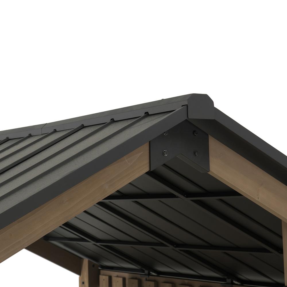 SummerCove Sienna 11 ft. x 11 ft. Cedar Wood Framed Hot Tub Gazebo with Steel Hardtop. Picture 11