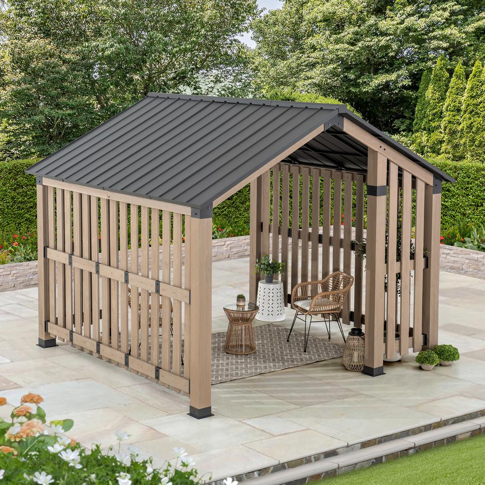 SummerCove Sienna 11 ft. x 11 ft. Cedar Wood Framed Hot Tub Gazebo with Steel Hardtop. Picture 12