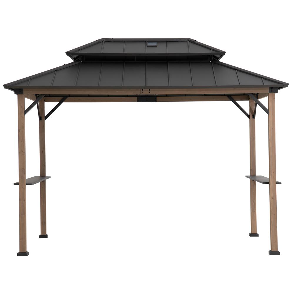 Durable Cedar Frame Wood Gazebo, for Backyard BBQs and Patio Parties, Brown. Picture 2