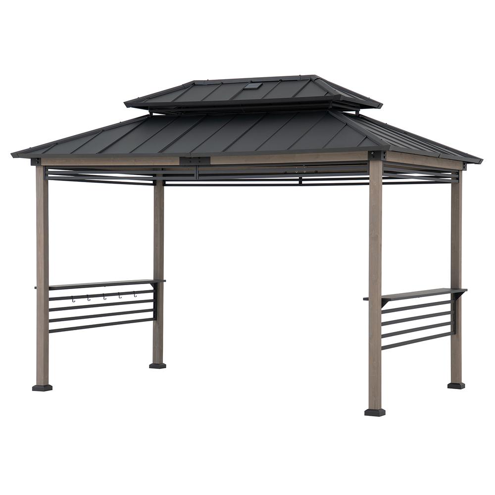 Gazebo with Decorative Fence, for Backyard BBQs and Patio Parties, Black. Picture 1