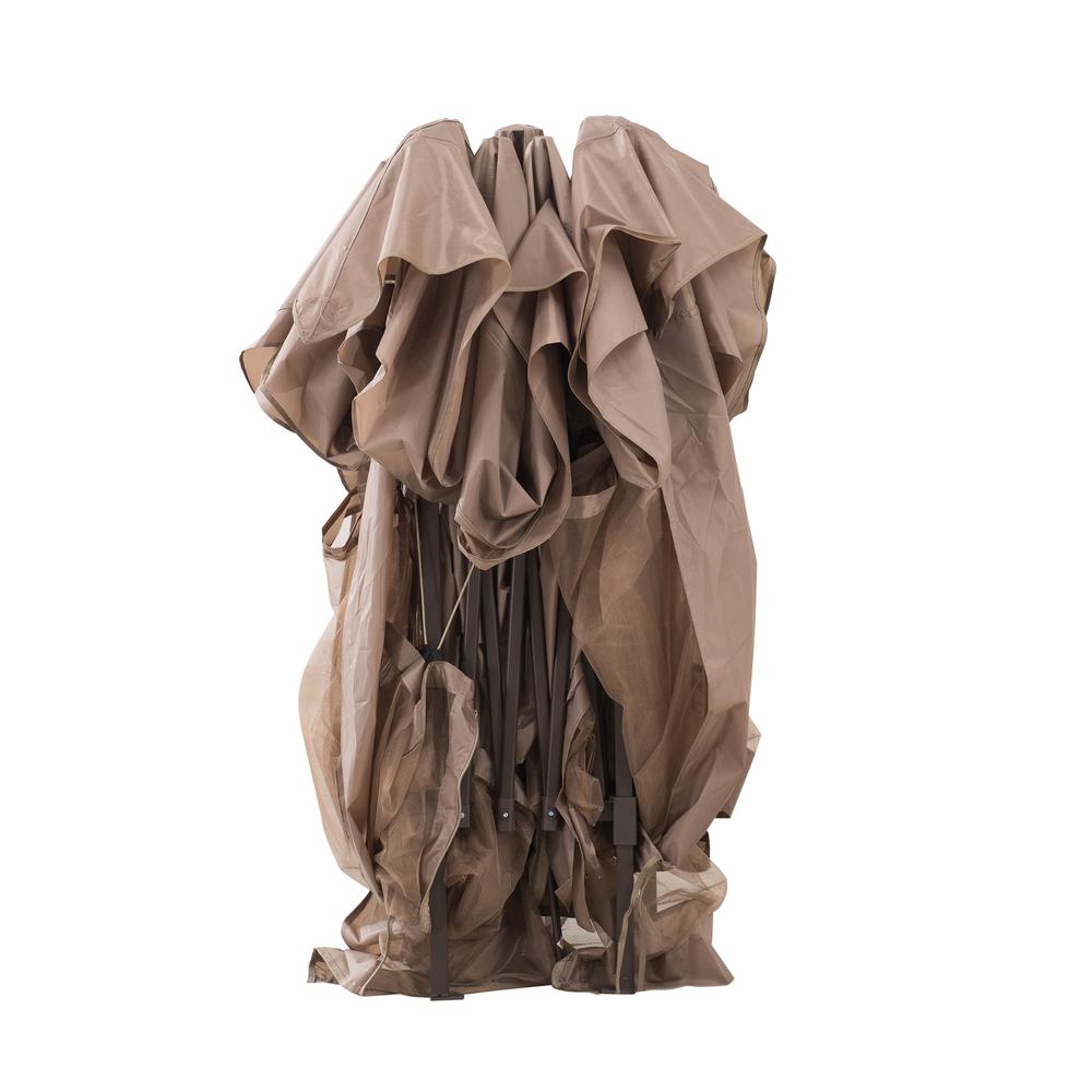 Patio Brown Steel Frame 11 x 11 ft Pop Up Portable 2 Tier Soft Top Gazebo. Picture 14