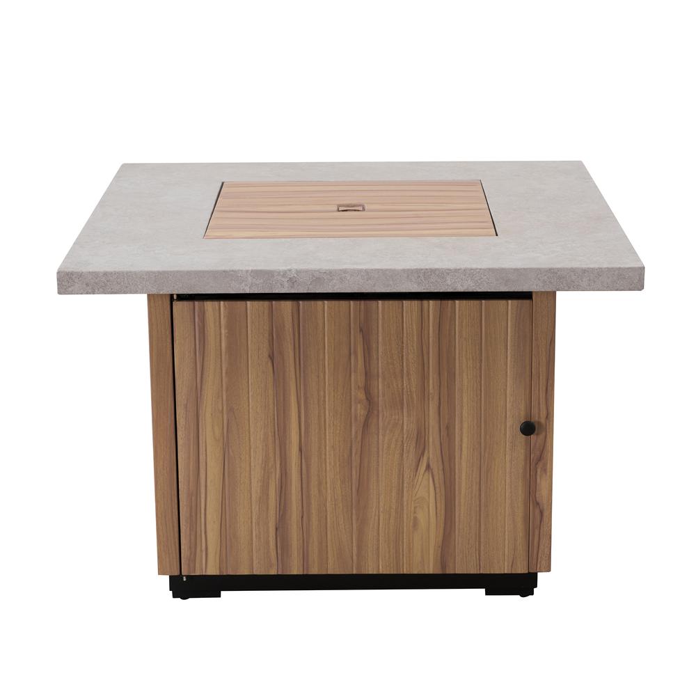 Sunjoy 38" Outdoor Steel Propane Burning Fire Pit Table with Lid and Lava Rocks. Picture 1