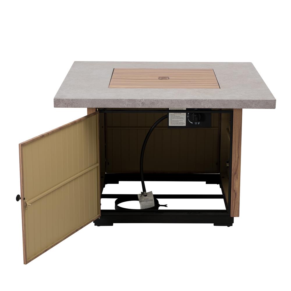 Sunjoy 38" Outdoor Steel Propane Burning Fire Pit Table with Lid and Lava Rocks. Picture 13