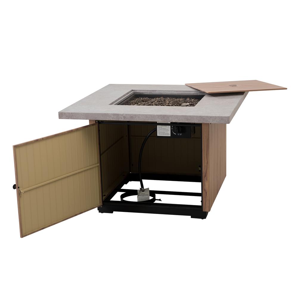 Sunjoy 38" Outdoor Steel Propane Burning Fire Pit Table with Lid and Lava Rocks. Picture 14