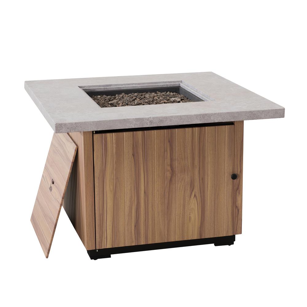 Sunjoy 38" Outdoor Steel Propane Burning Fire Pit Table with Lid and Lava Rocks. Picture 3