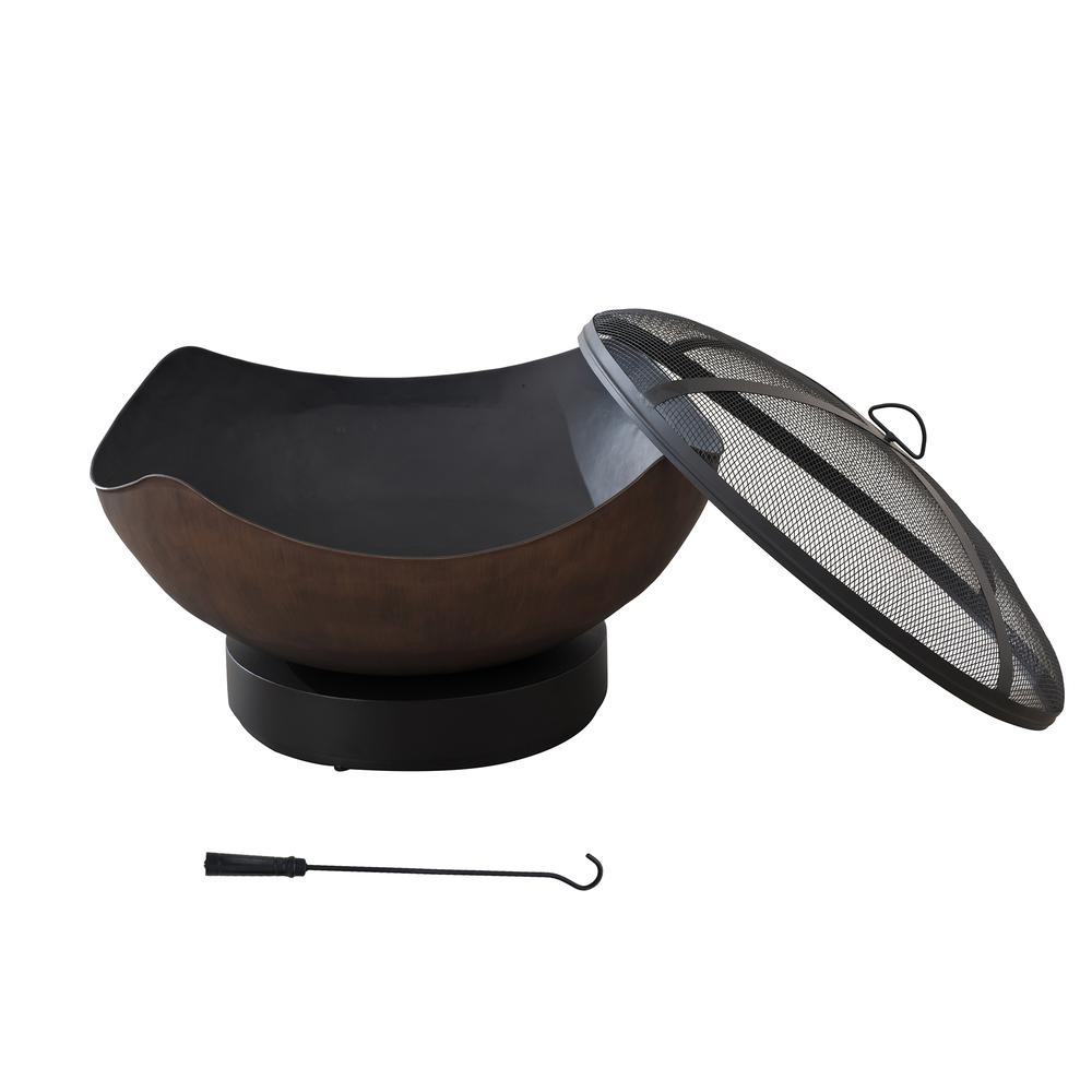Sunjoy 34" Patio Round Bowl Shaped Copper Wood Burning Steel Fire Pit. Picture 7