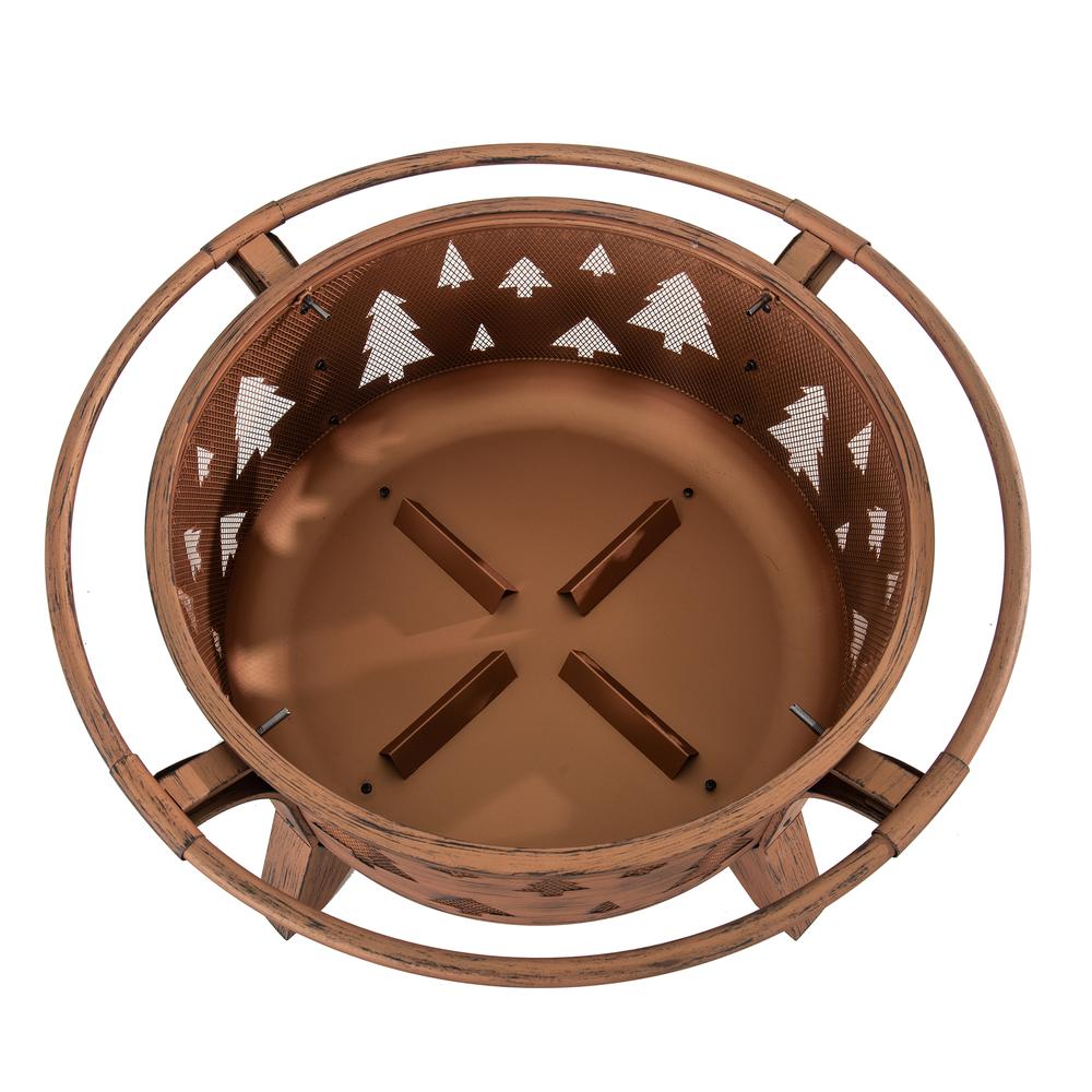Outdoor Wood-Burning Fire Pit, Patio Tree Motif Steel Firepit Large Fire Pits. Picture 8