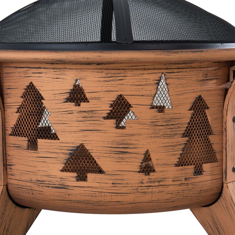 Outdoor Wood-Burning Fire Pit, Patio Tree Motif Steel Firepit Large Fire Pits. Picture 9