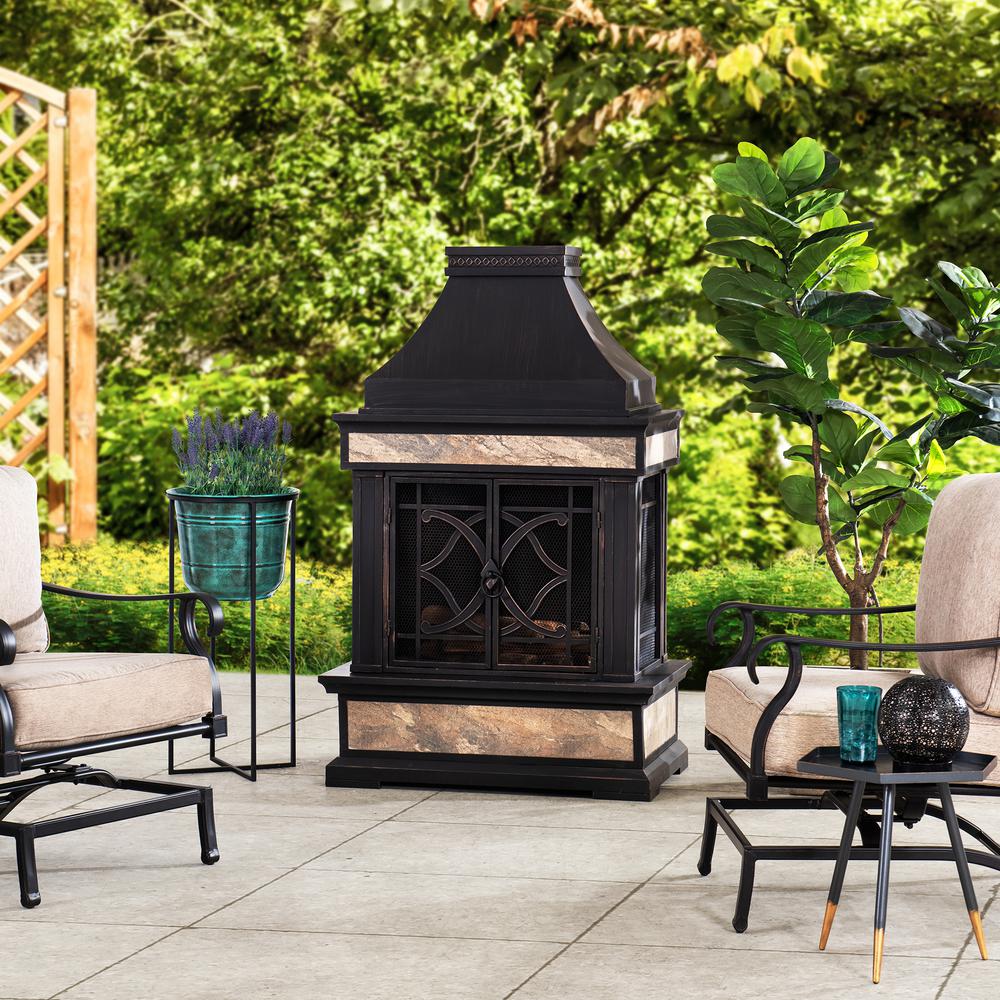 Heirloom Slate Wood Burning Fireplace - Black. Picture 12