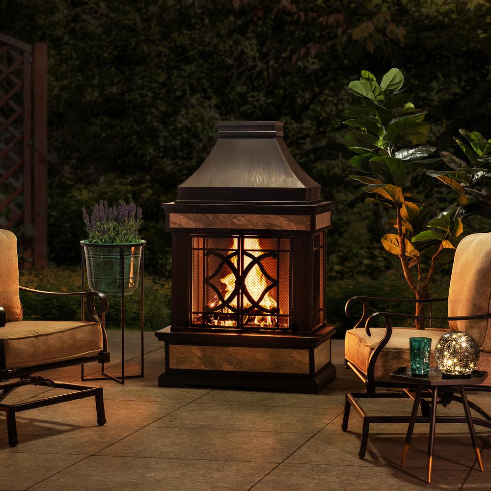 Heirloom Slate Wood Burning Fireplace - Black. Picture 13