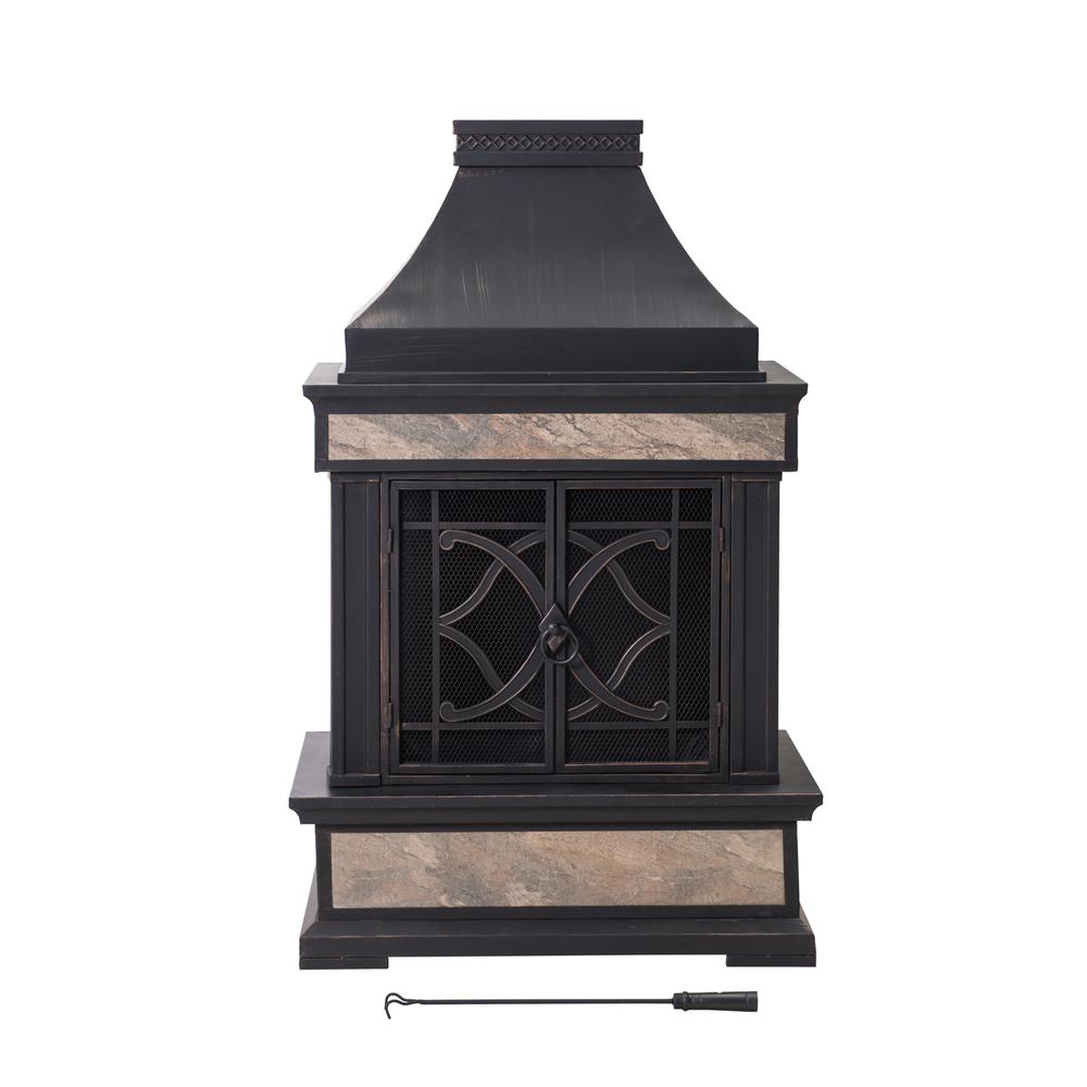 Heirloom Slate Wood Burning Fireplace - Black. Picture 2