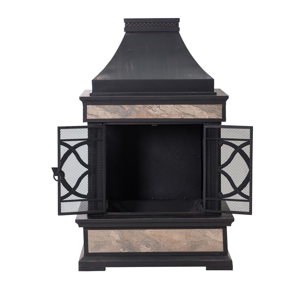 Heirloom Slate Wood Burning Fireplace - Black. Picture 3
