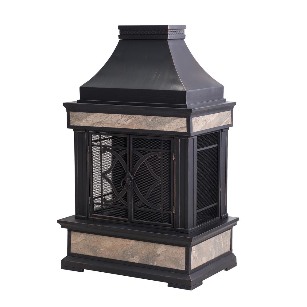 Heirloom Slate Wood Burning Fireplace - Black. Picture 4