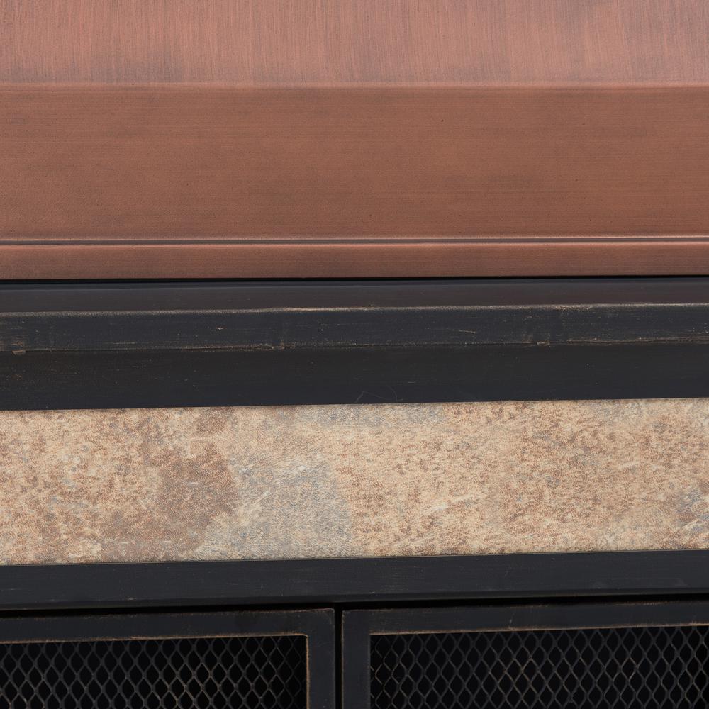 Smith Collection Outdoor Patio Wood Burning Steel Fireplace with Chimney. Picture 10