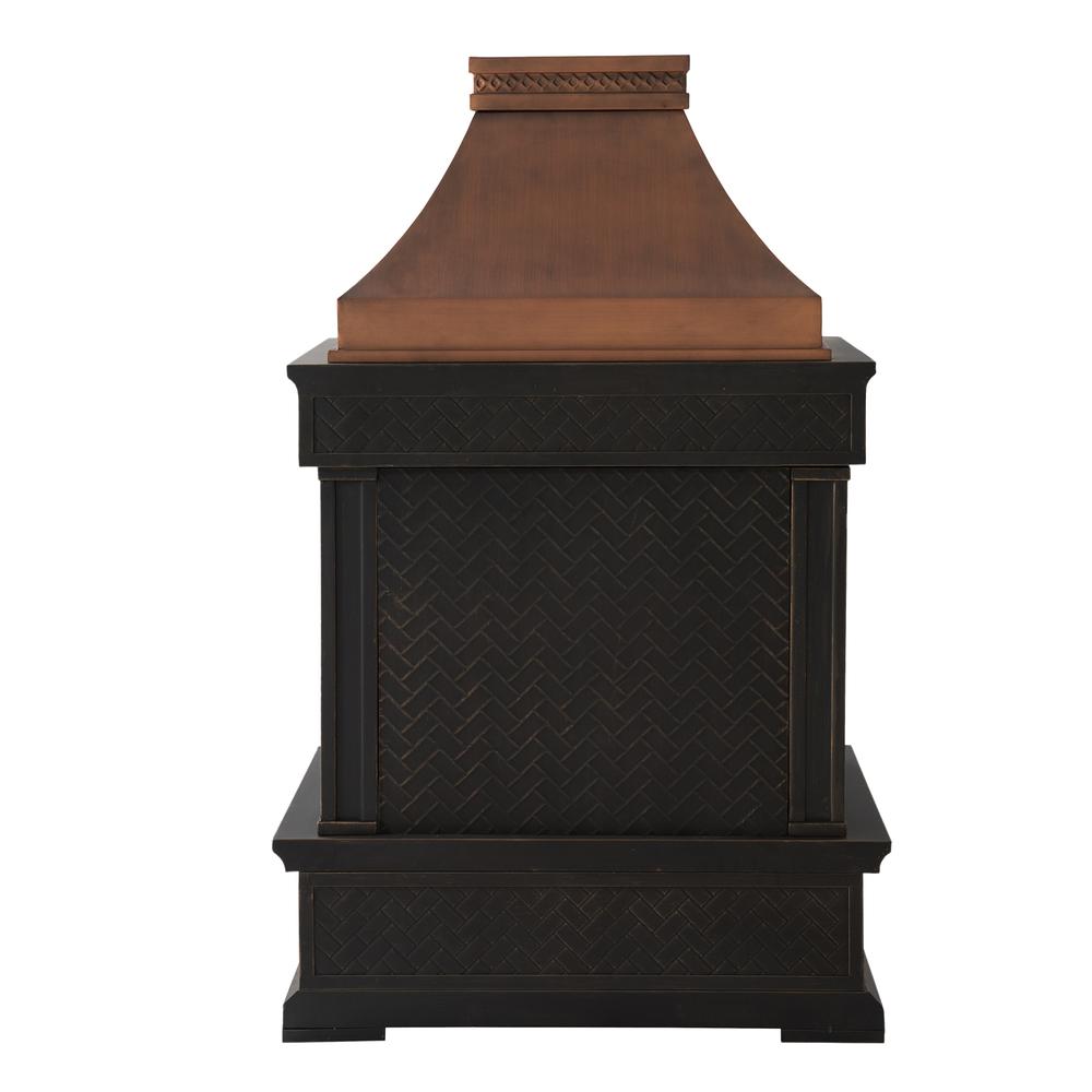Smith Collection Outdoor Patio Wood Burning Steel Fireplace with Chimney. Picture 15