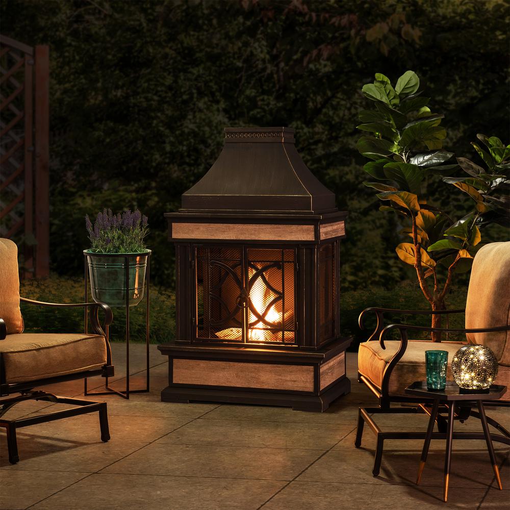 Sunjoy Heirloom Slate Wood Burning Fireplace - Black. Picture 15