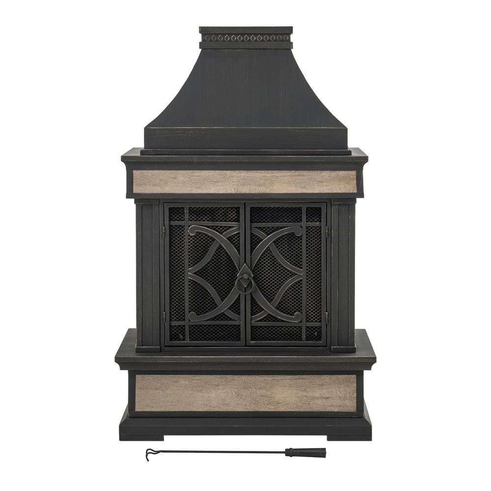 Sunjoy Heirloom Slate Wood Burning Fireplace - Black. Picture 16