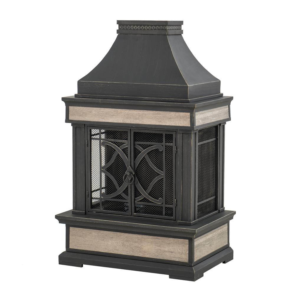 Sunjoy Heirloom Slate Wood Burning Fireplace - Black. Picture 17