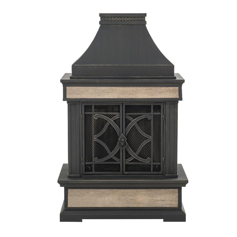 Sunjoy Heirloom Slate Wood Burning Fireplace - Black. Picture 18