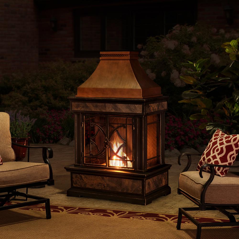 Sunjoy Heirloom Slate Wood Burning Fireplace - Copper. Picture 17
