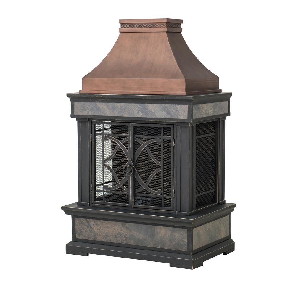 Sunjoy Heirloom Slate Wood Burning Fireplace - Copper. Picture 16