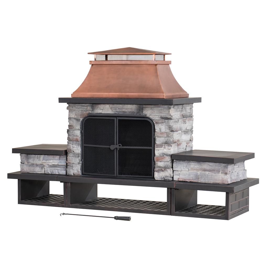 bonfire go outside STR 2枚 LAWANNATURAL 78 in. Stone Veneer and Tile Propane Gas Outdoor Fireplace