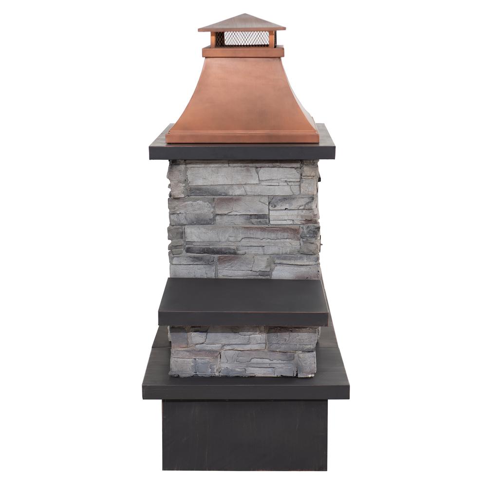 Outdoor Patio Wood Burning Fireplace with Steel Chimney, Mesh Spark Screen Doors. Picture 13