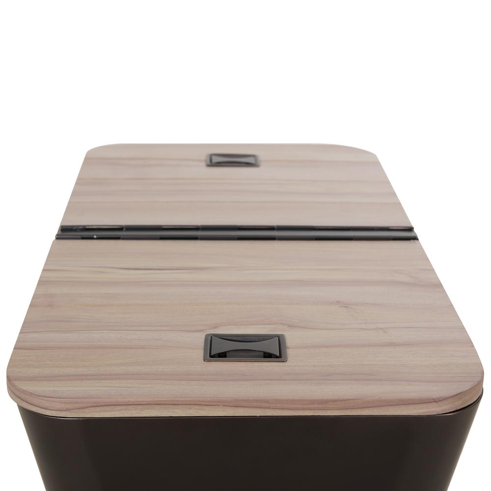 80-Quart Wood Grain Metal Rolling Ice Chest Cooler Cart with Storage Shelf. Picture 5