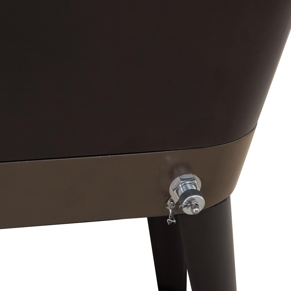 80-Quart Wood Grain Metal Rolling Ice Chest Cooler Cart with Storage Shelf. Picture 9