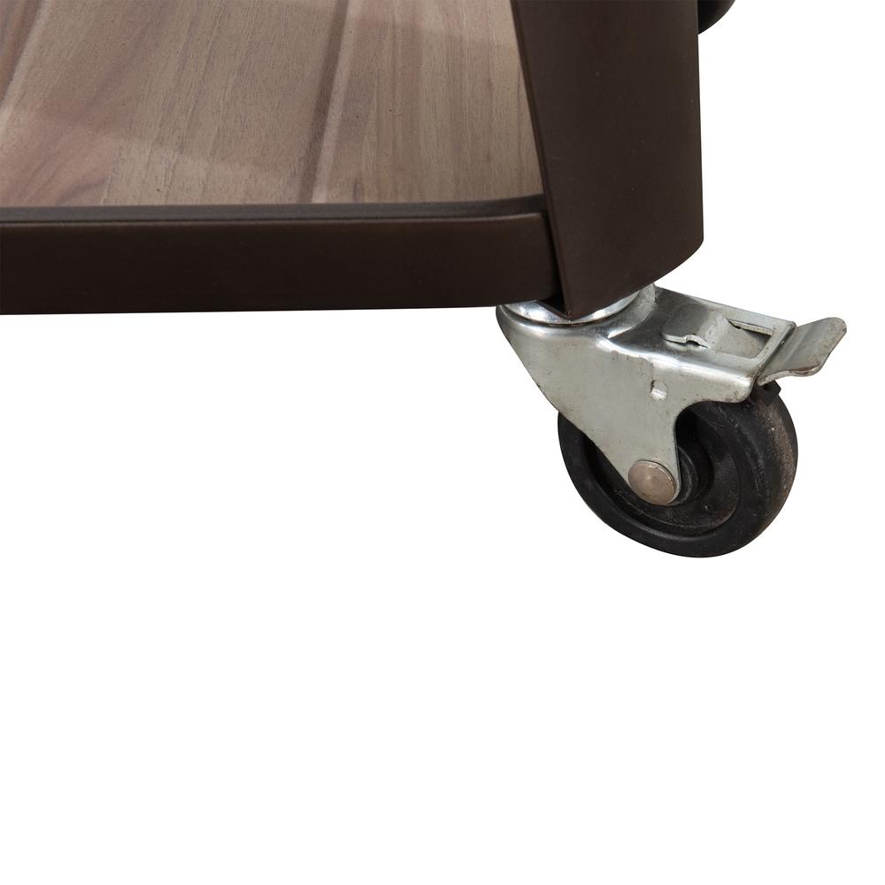 80-Quart Wood Grain Metal Rolling Ice Chest Cooler Cart with Storage Shelf. Picture 10