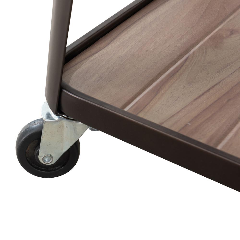 80-Quart Wood Grain Metal Rolling Ice Chest Cooler Cart with Storage Shelf. Picture 11