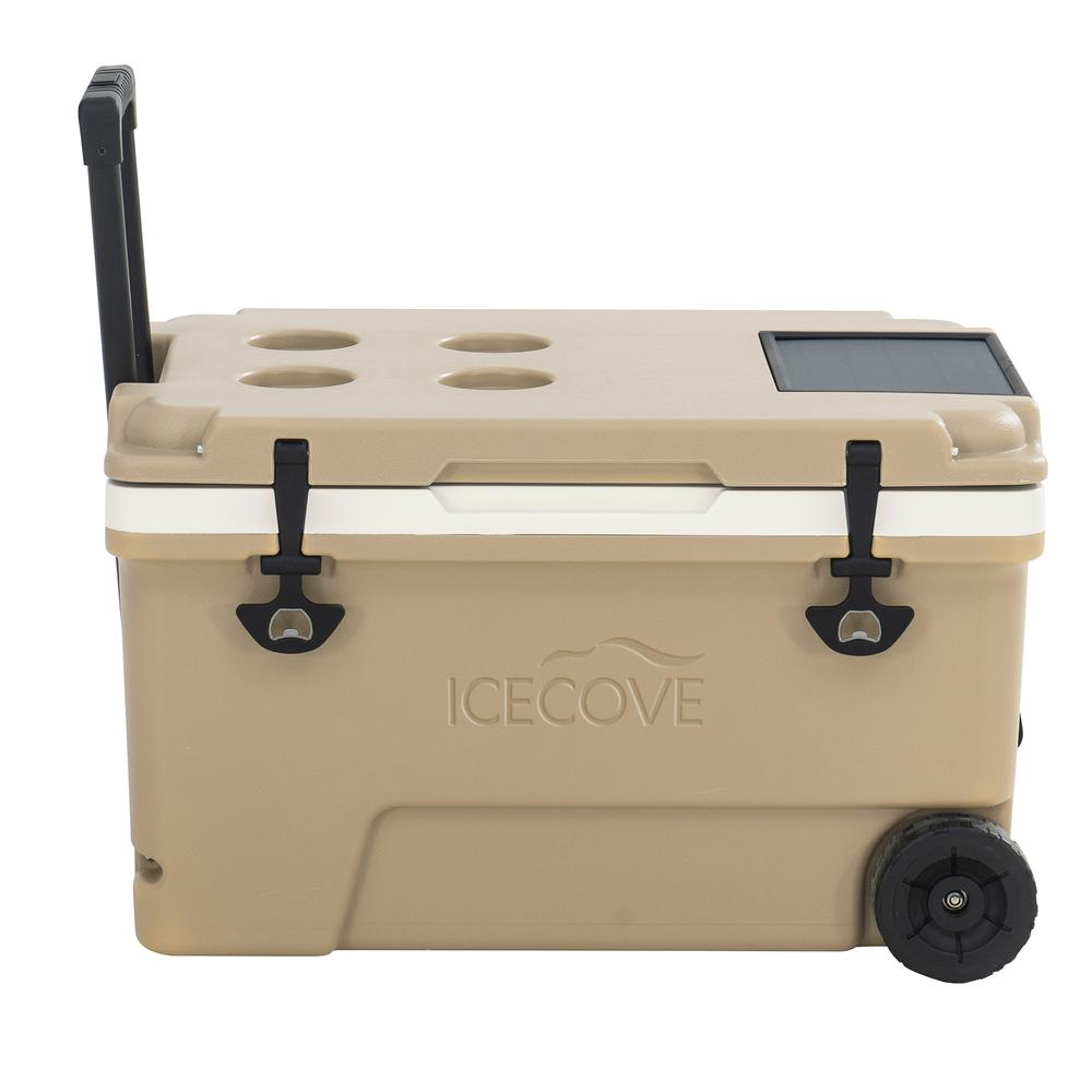 60-Quart Insulated Portable Rolling Ice Chest Solar Cooler with Wheels. Picture 2
