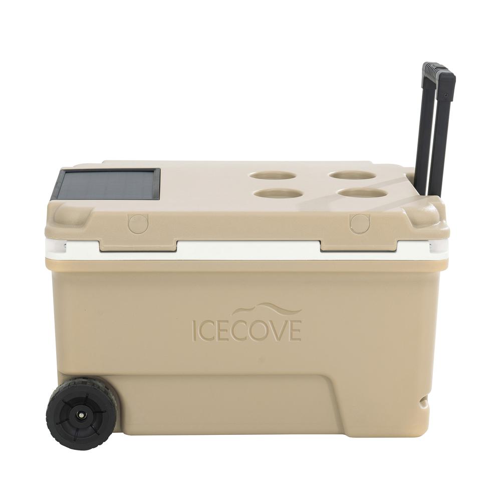 60-Quart Insulated Portable Rolling Ice Chest Solar Cooler with Wheels. Picture 6