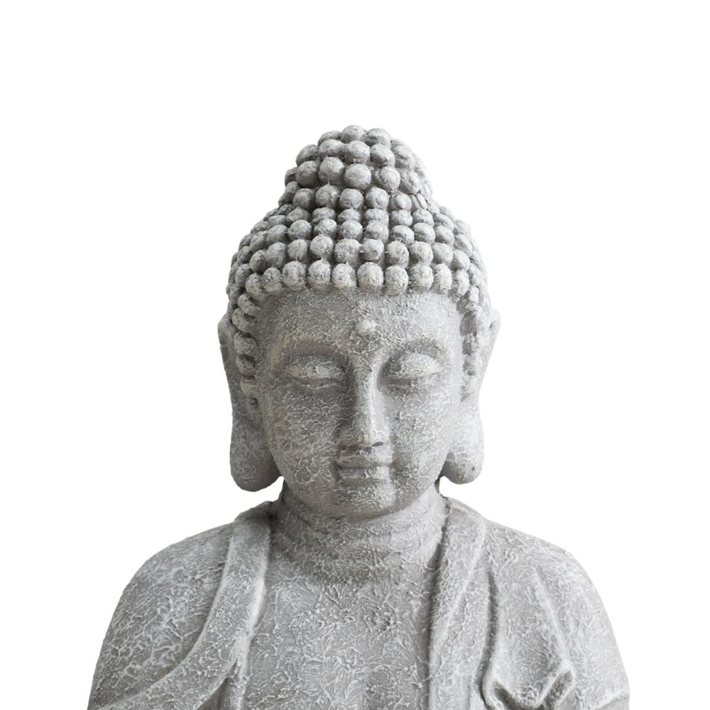 Sunjoy Buddha Statue 20 in. Large Sized Buddha Garden Statue Gray Decorative Outdoor Buddha Statue. Picture 9