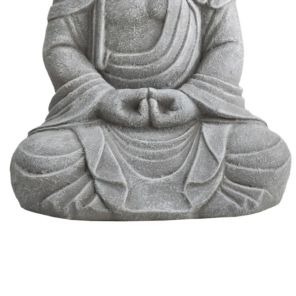 Sunjoy Buddha Statue 20 in. Large Sized Buddha Garden Statue Gray Decorative Outdoor Buddha Statue. Picture 11