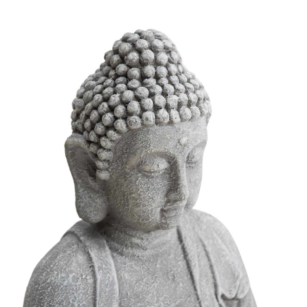 Sunjoy Buddha Statue 20 in. Large Sized Buddha Garden Statue Gray Decorative Outdoor Buddha Statue. Picture 12