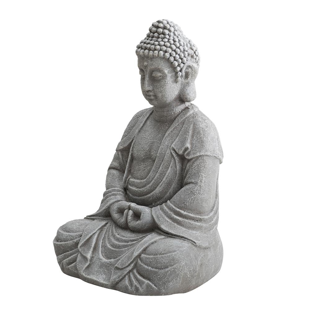 Sunjoy Buddha Statue 20 in. Large Sized Buddha Garden Statue Gray Decorative Outdoor Buddha Statue. Picture 2
